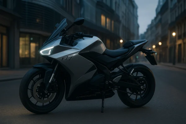 "Ultraviolette F77 electric motorcycle Europe launch showcasing Indian EV power on global roads"