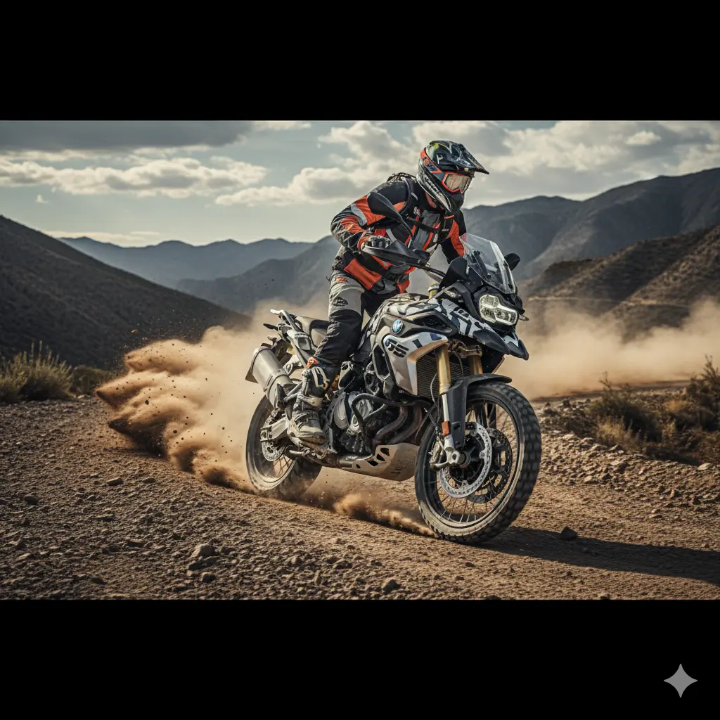 BMW F 450 GS off-road action with rider