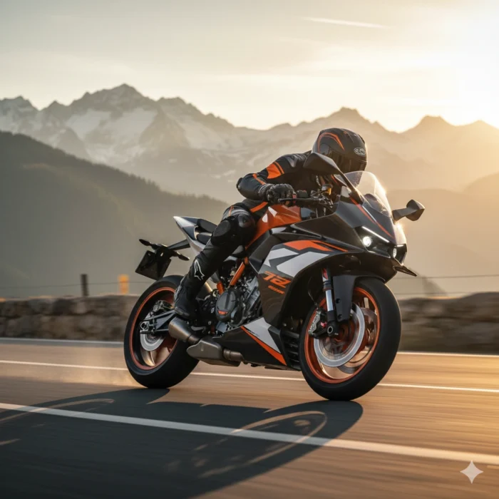 KTM 990 RC R 2025 supersport motorcycle – aggressive stance, aerodynamic fairings, performance bike