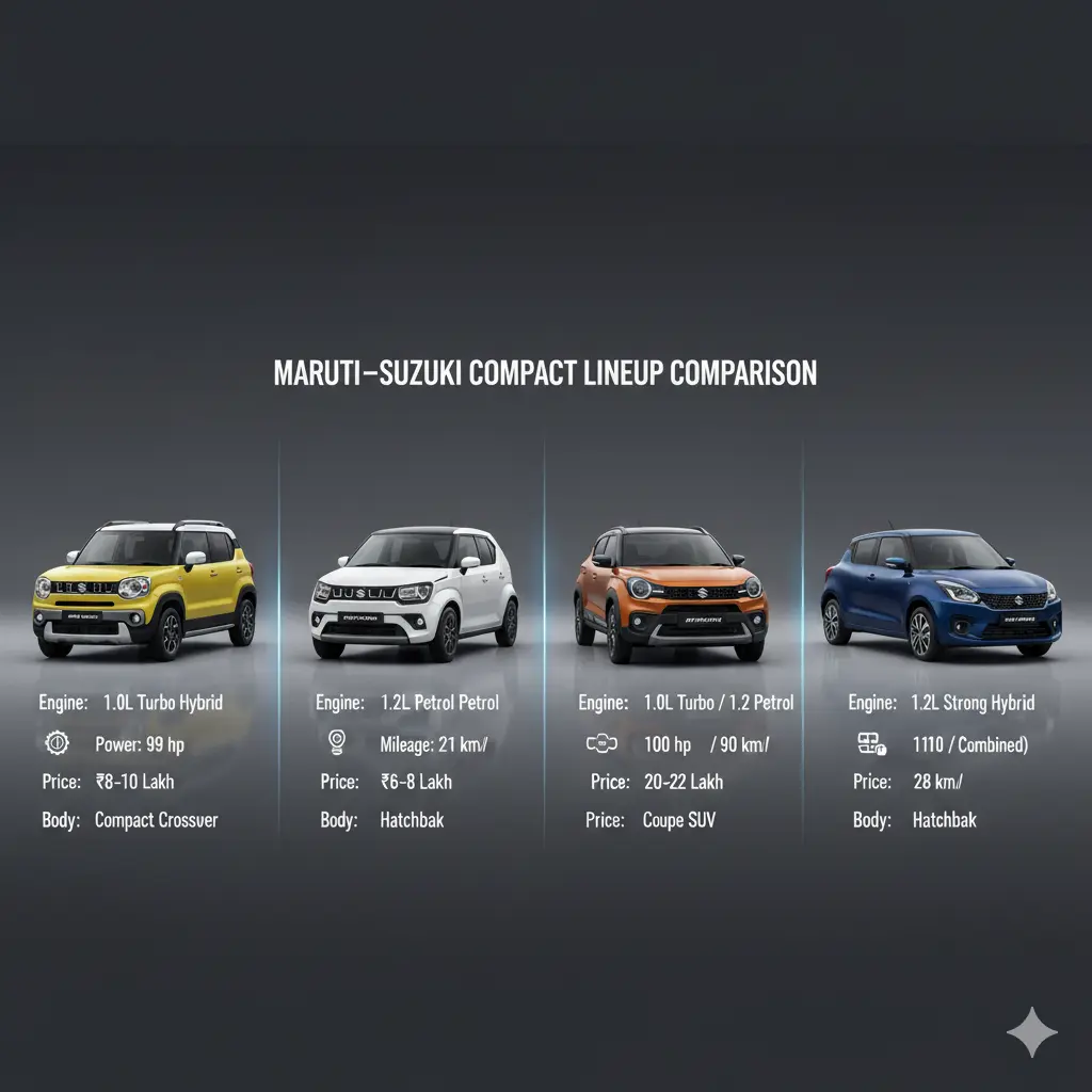 Suzuki Xbee vs Ignis vs Fronx vs Swift Hybrid | Comparison 2025