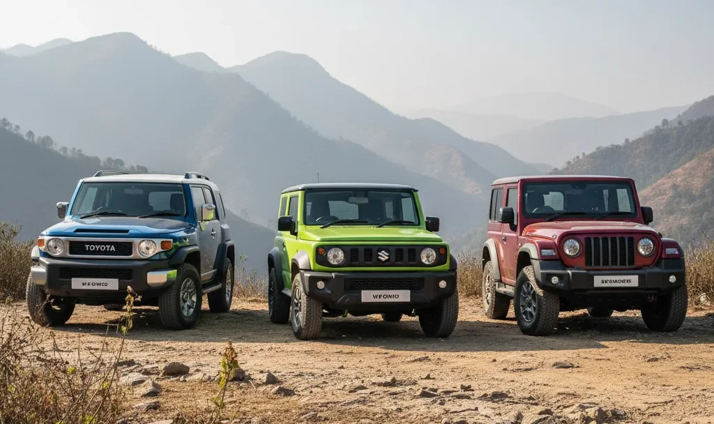 Toyota FJ vs Maruti Jimny vs Mahindra Thar – On-Paper Comparison