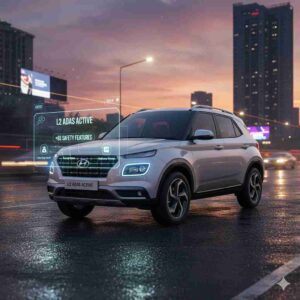 New Hyundai Venue 2025 With L2 ADAS and 65+ Safety Features – Front Three-Quarter View on City Road