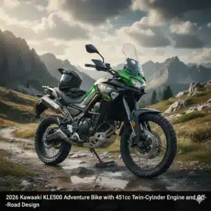 2026 Kawasaki KLE500 Adventure Bike with 451cc Twin-Cylinder Engine and Off-Road Design