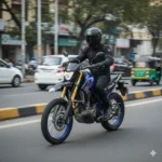 Yamaha WR155 R dual-sport bike spotted testing in India with blue color scheme, off-road tyres, and Xpulse rival design