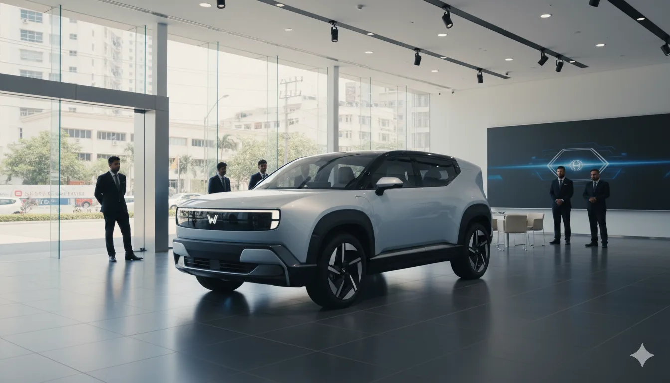 Honda 0 α electric SUV studio front-three-quarter view