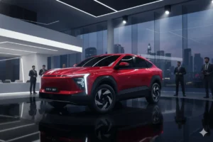 “Mahindra XEV 9S 7-seater electric SUV — front and side profile”