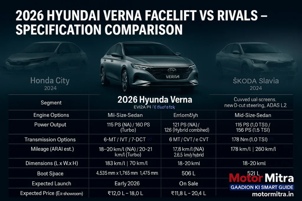 New Hyundai Verna 2026 Facelift Spied With Updated Features