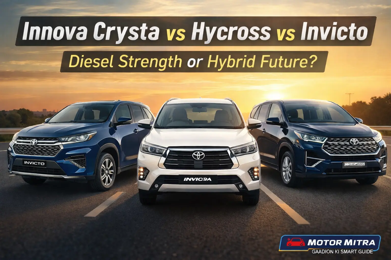 Innova Crysta vs Innova Hycross vs Maruti Suzuki Invicto