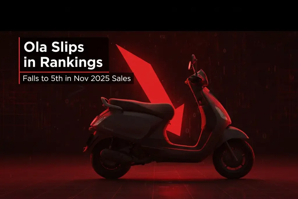 Electric 2W Sales November 2025– TVS Leads, Bajaj, Ather & Vida Rise, Ola Slips to 5th
