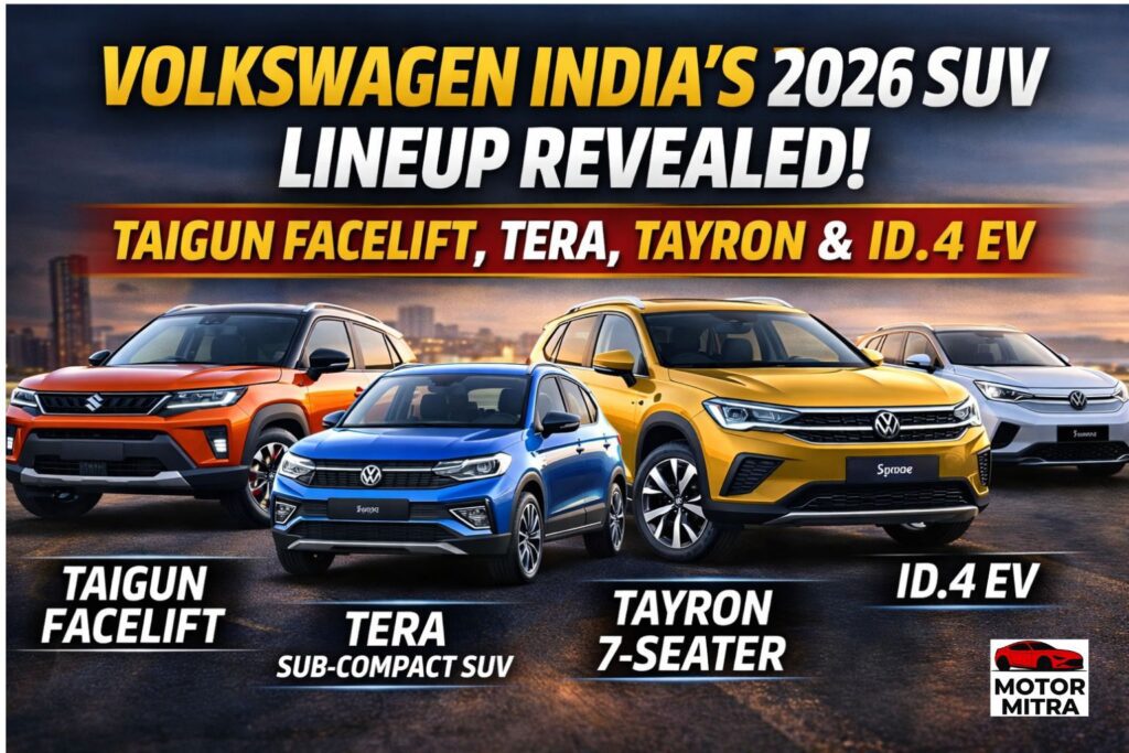 Volkswagen India’s 2026 SUV Lineup Revealed: Taigun Facelift, Tera, Tayron & ID.4 EV