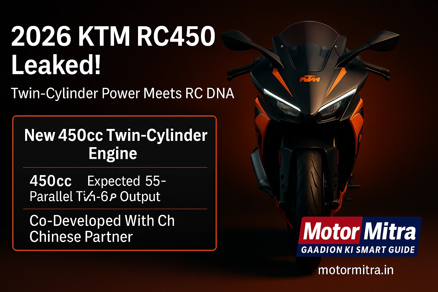 2026 KTM RC450 Leaked: New Twin-Cylinder Sportbike With Chinese Engine Revealed Early