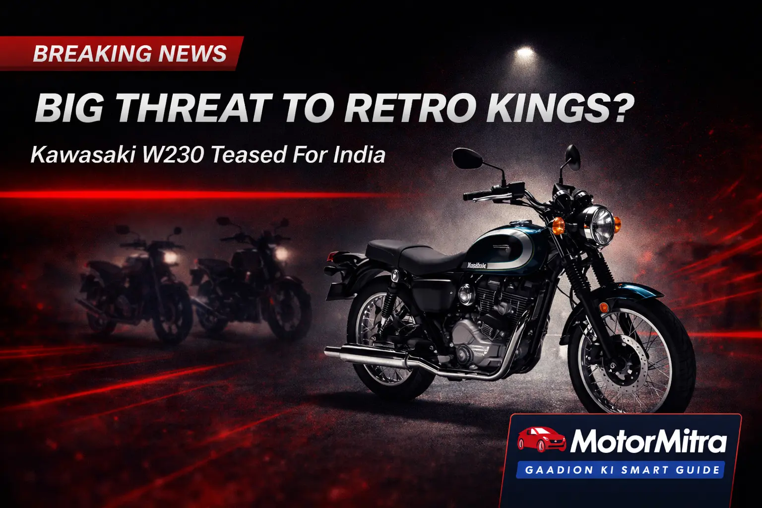 Big Threat To Ronin, Hunter 350? Kawasaki’s Retro Kawasaki W230 Teased For India