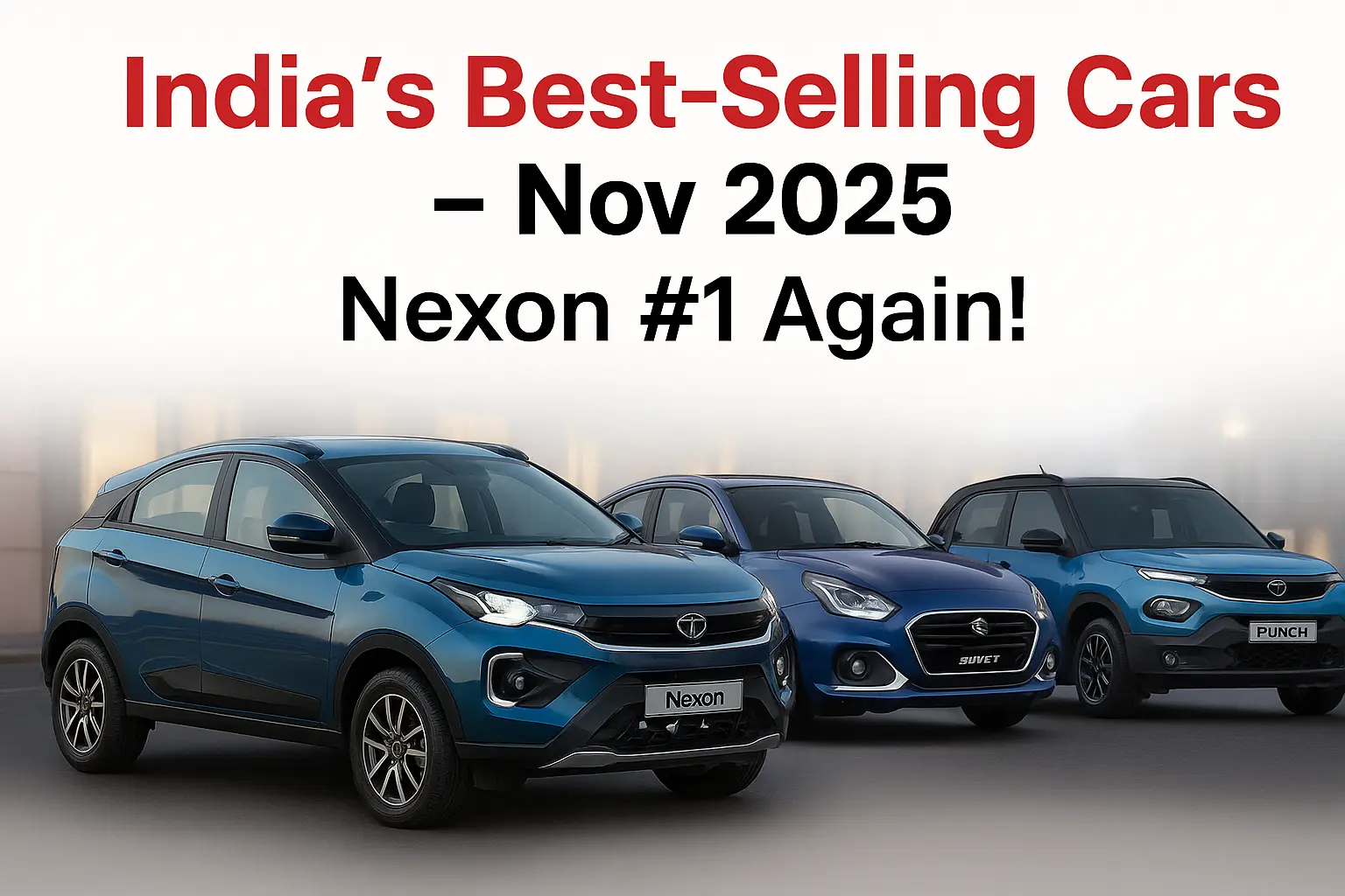 Top 10 Cars in India – November 2025 Tata Nexon Leads, Dzire & Swift Close Behind