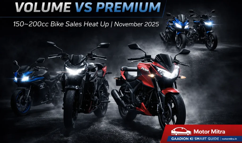 150cc–200cc Bike Sales Battle: Apache & Pulsar Lead as R15, MT-15 Hold Premium Ground Nov 2025
