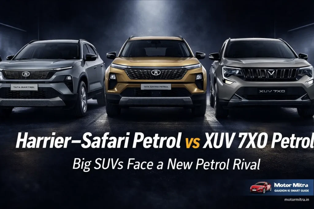 Harrier–Safari Petrol vs XUV 7XO Petrol: Big SUVs Face New Petrol Rival