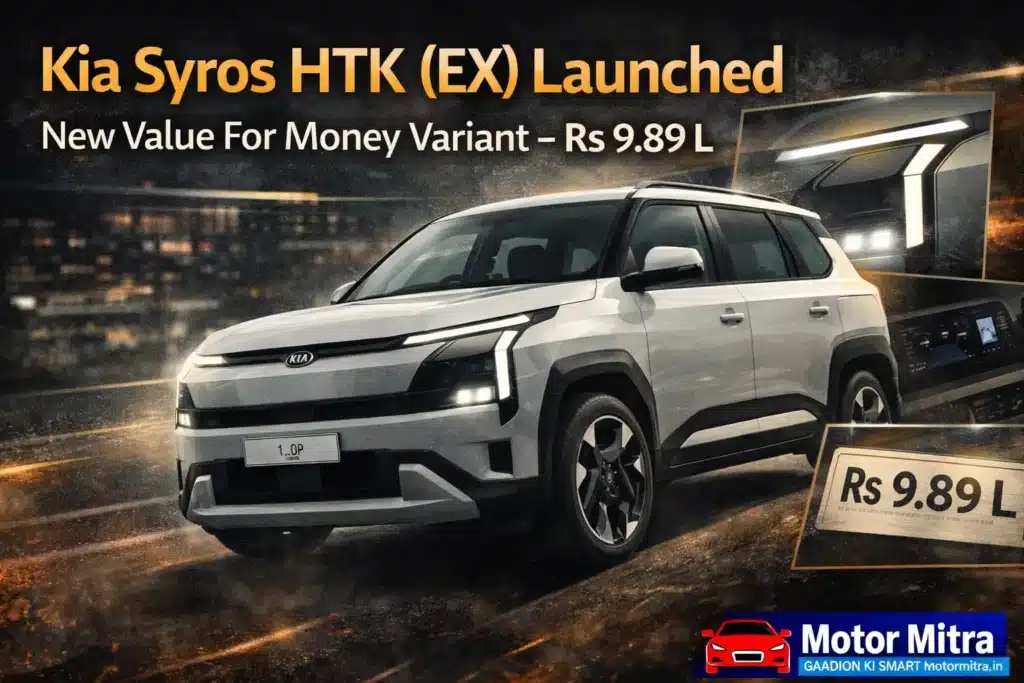 Kia Syros HTK (EX) Launched At Rs 9.89 L– New Value For Money Variant