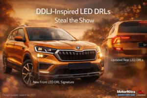 New Skoda Kushaq Teased 2026: DDLJ-Inspired Front & Rear LED DRLs Steal the Show