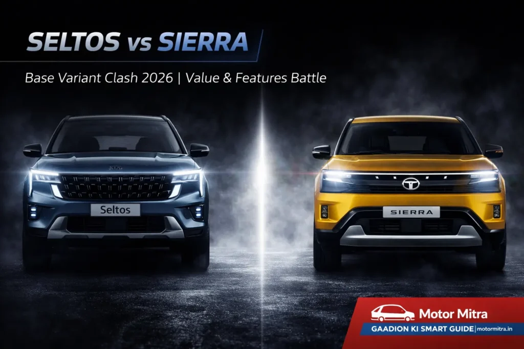Seltos vs Sierra Base Variant Clash 2026 | Value, Features and Engine Comparison