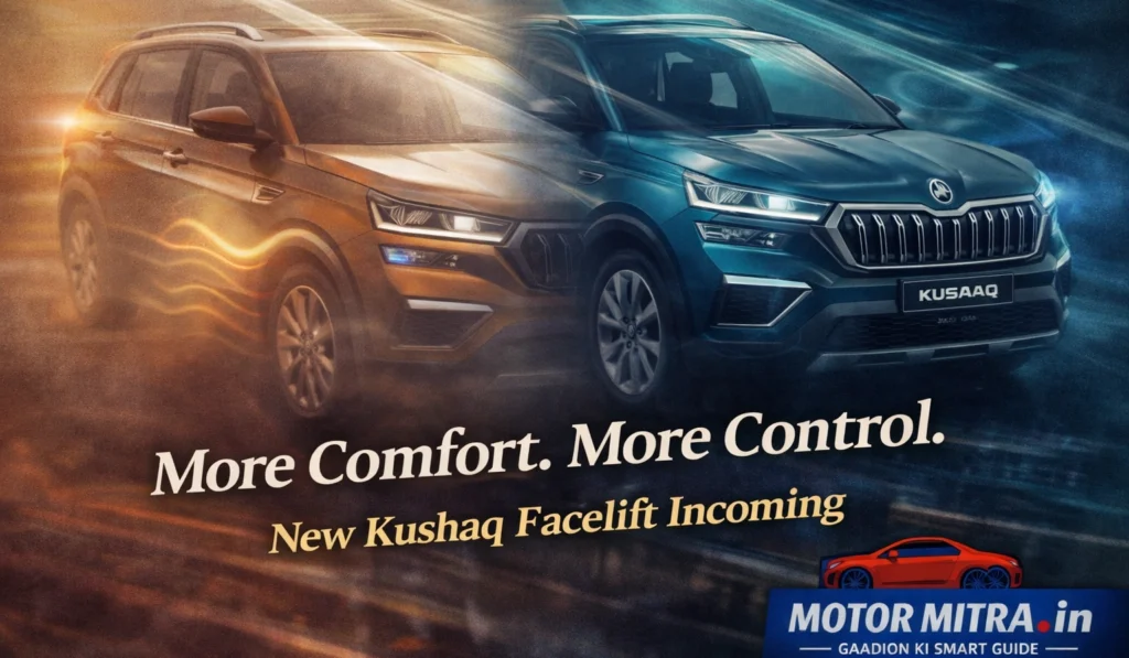 New Skoda Kushaq Facelift Spied: 8 Speed AT, Panoramic Sunroof, Seat Massage Coming