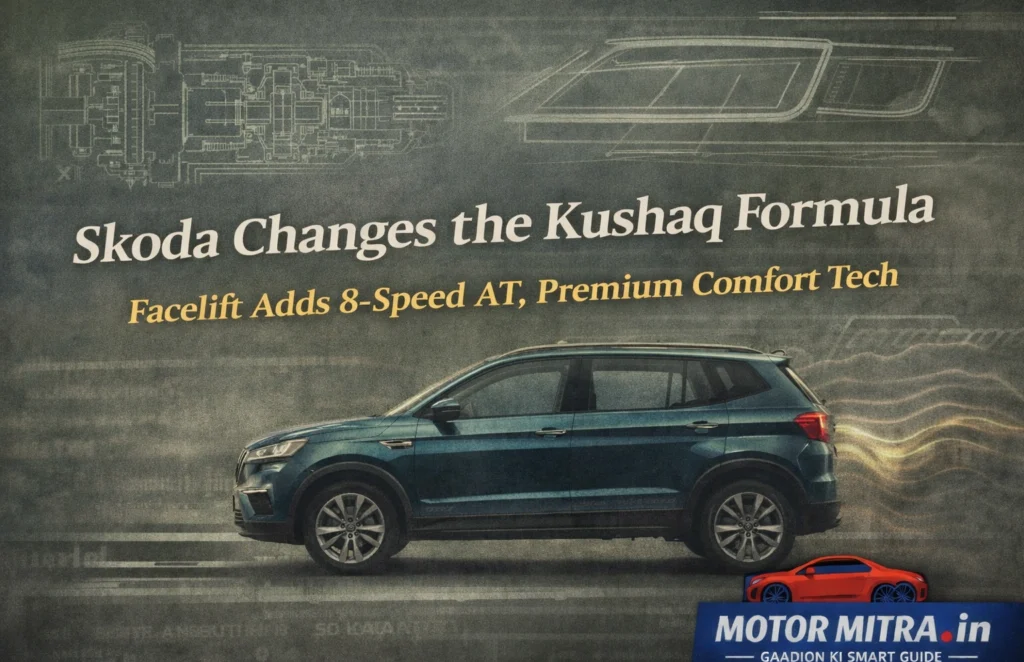 New Skoda Kushaq Facelift Spied: 8 Speed AT, Panoramic Sunroof, Seat Massage Coming