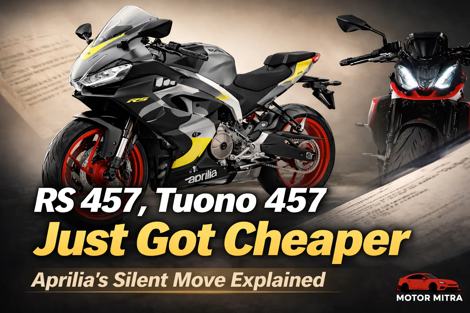 RS 457, Tuono 457 Just Got Cheaper — Aprilia’s Silent Move Explained