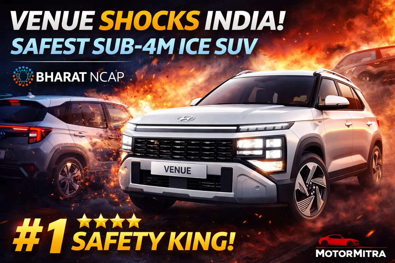 New Safety King Under 4m Hyundai Venue Sets Bharat NCAP Benchmark