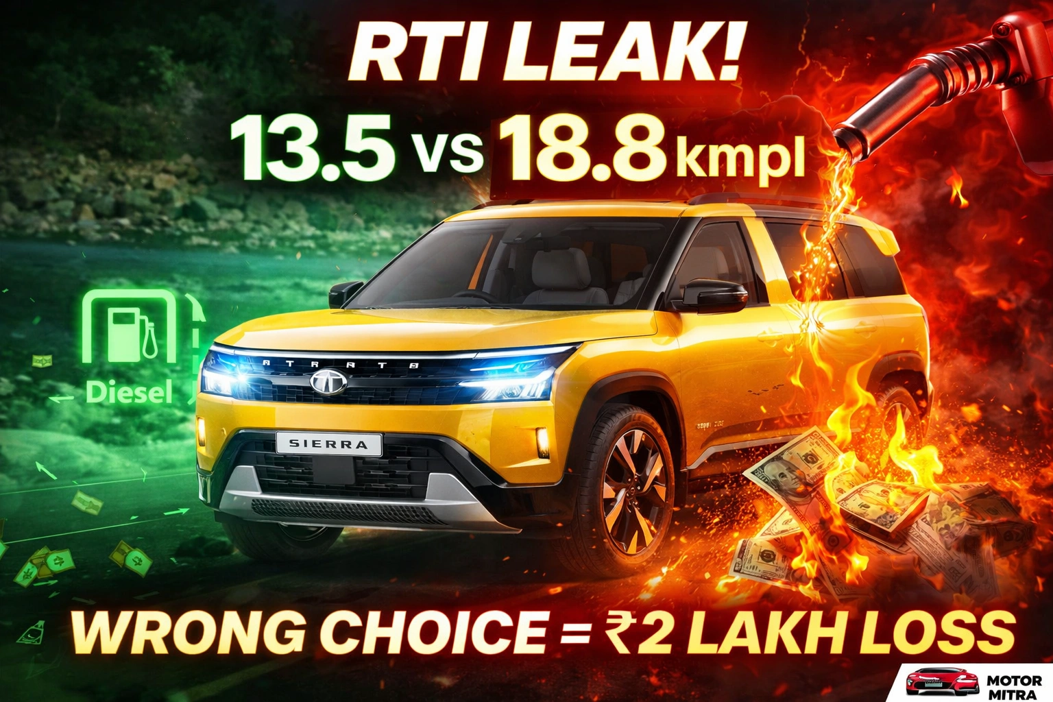 Tata Sierra Mileage Revealed via RTI Diesel 18.8 kmpl, Petrol 13.5 kmpl