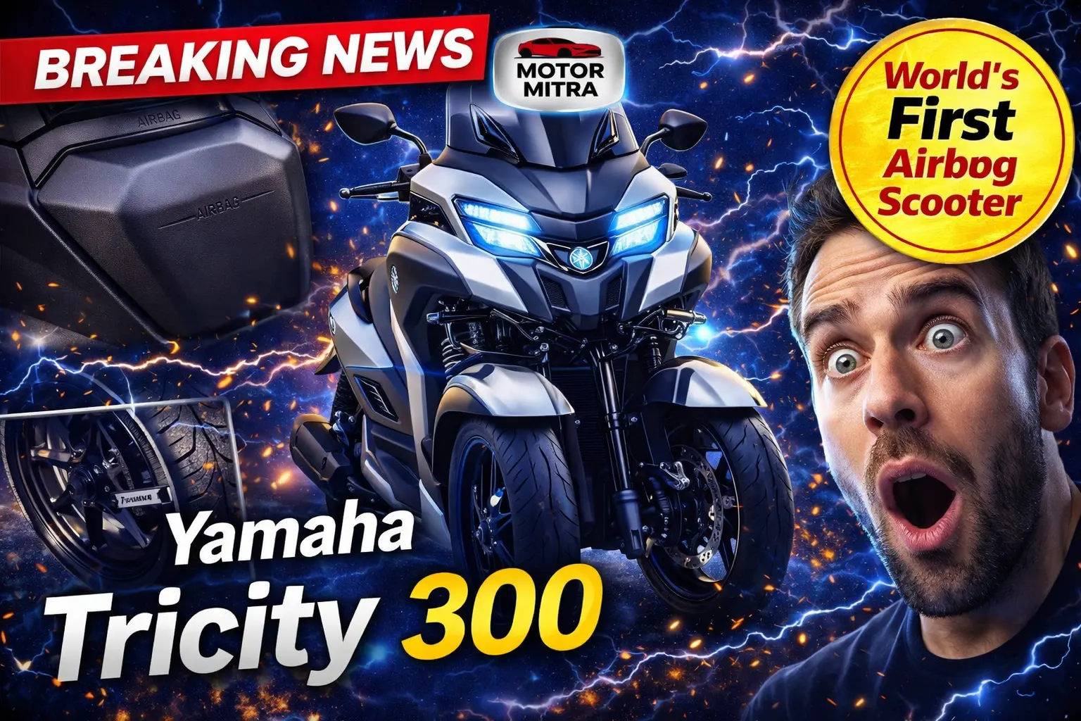 Yamaha Tricity 300 Becomes the World’s First Airbag Scooter – This Could Save Your Life!