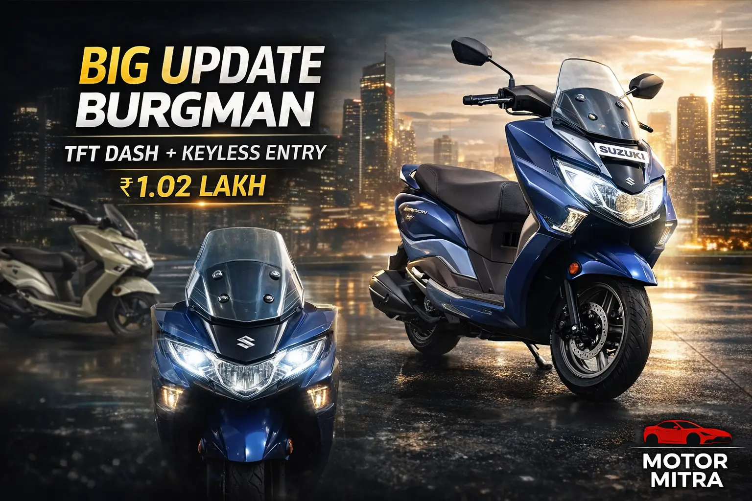 Big Update! 2026 Suzuki Burgman Street Launched at ₹1.02 Lakh—TFT Dash & Keyless Entry!
