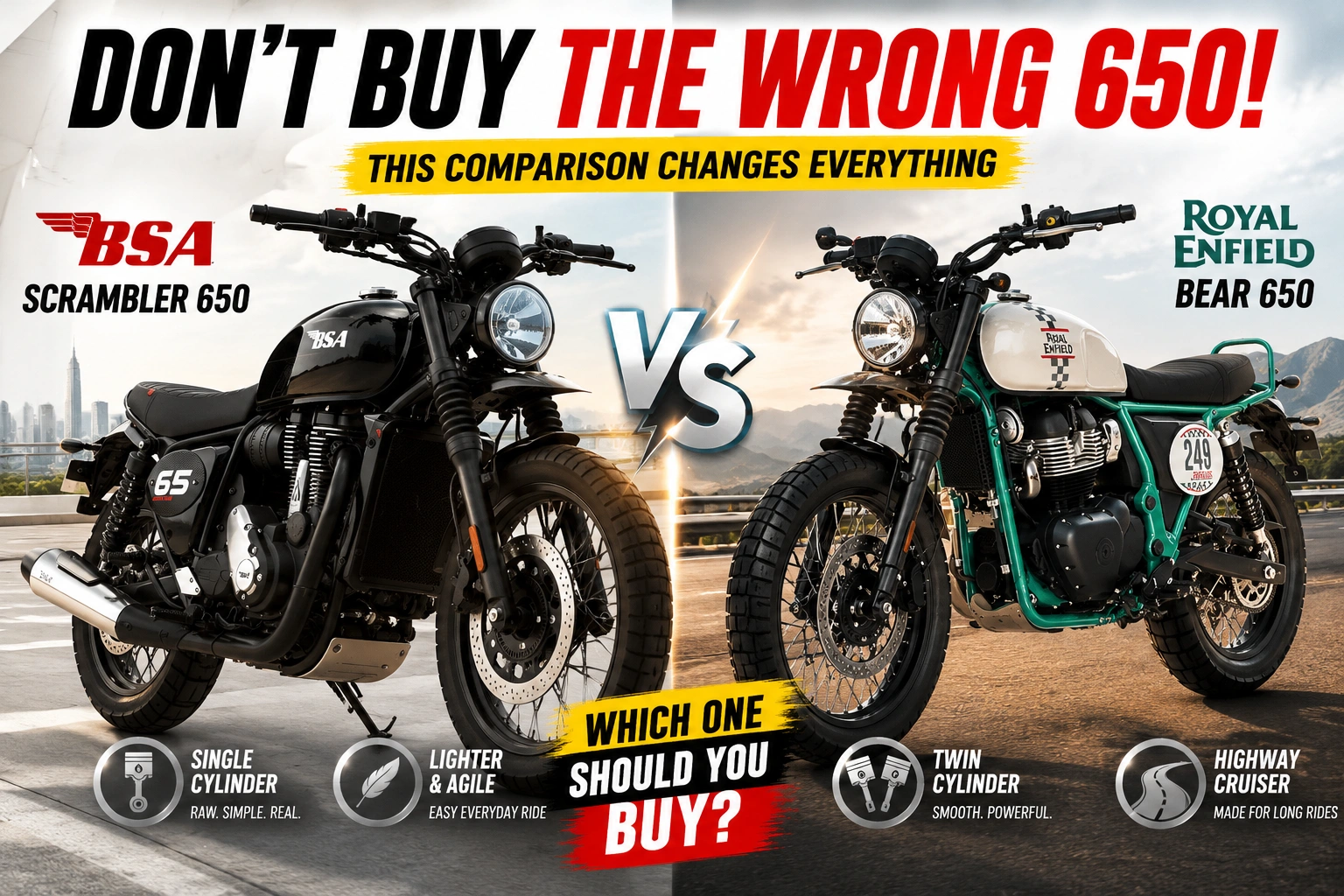 BSA Scrambler 650 vs RE Bear 650