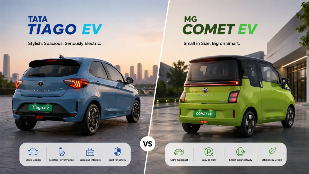 Tata Tiago EV Facelift vs MG Comet EV