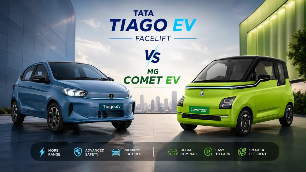 Tata Tiago EV Facelift vs MG Comet EV