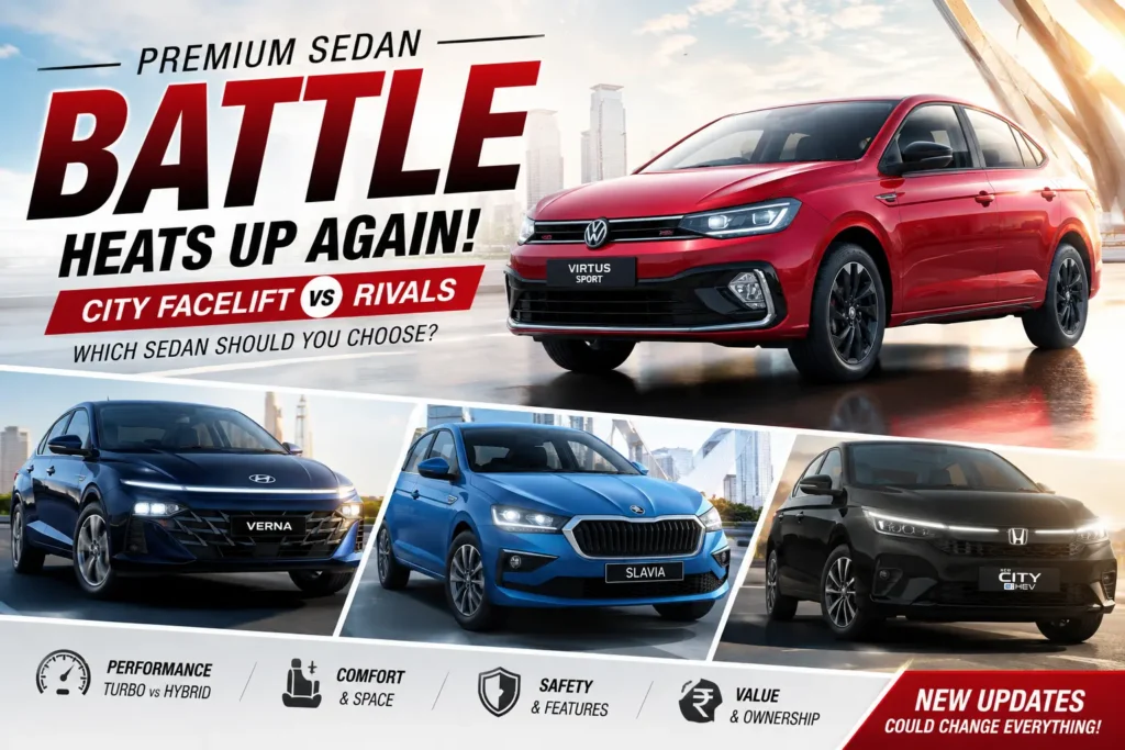 Honda City Facelift vs Verna, Slavia, Virtus