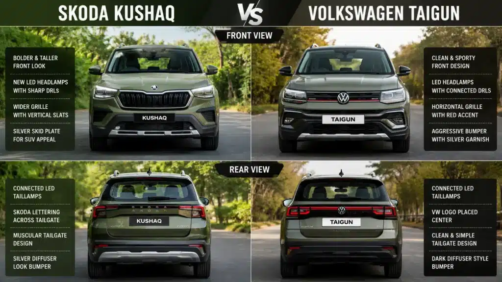 Skoda Kushaq vs Volkswagen Taigun Facelift 2026: Major Differences Explained After The Latest Update