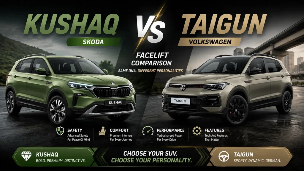 Skoda Kushaq vs Volkswagen Taigun Facelift 2026