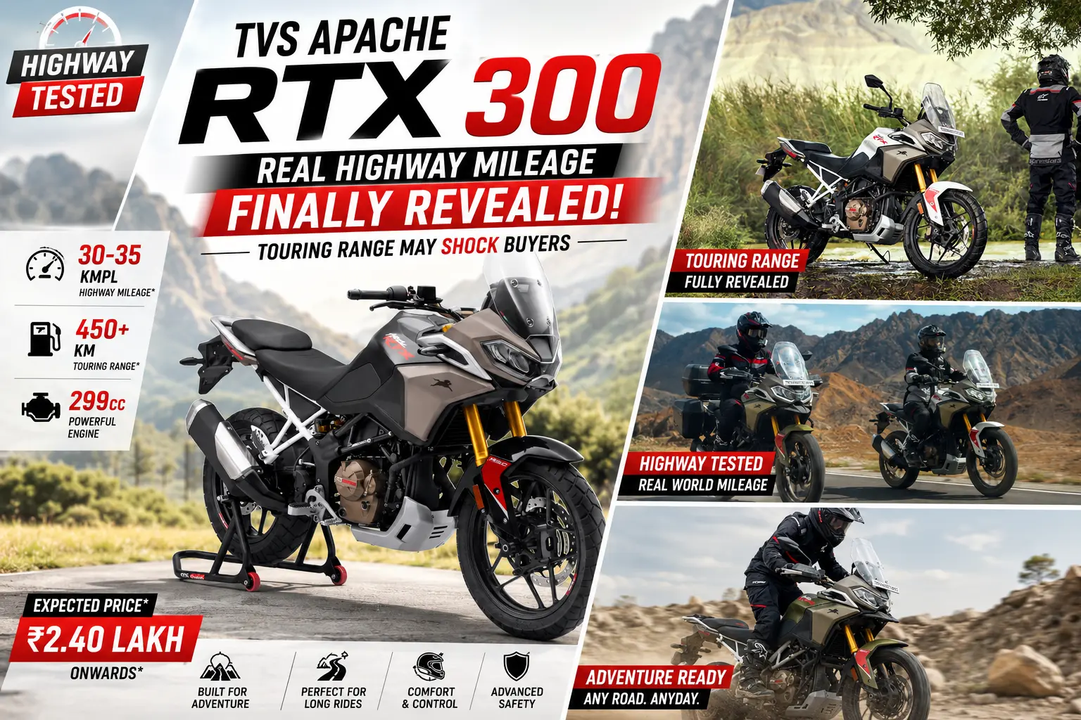 TVS Apache RTX 300 Real Highway Mileage