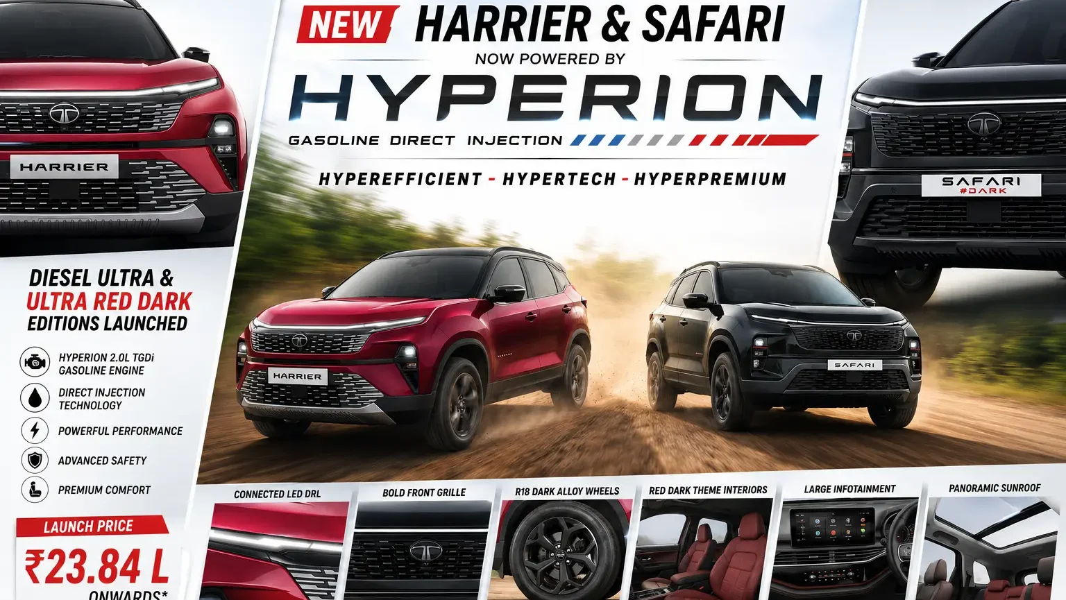 Tata Harrier, Safari Diesel Ultra and Ultra Red Dark Editions