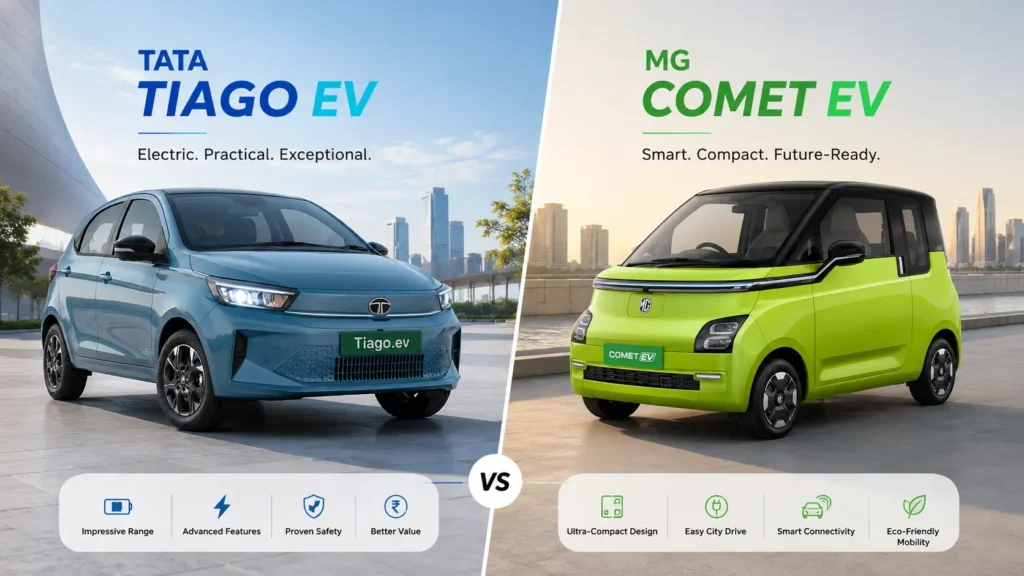Tata Tiago EV Facelift vs MG Comet EV