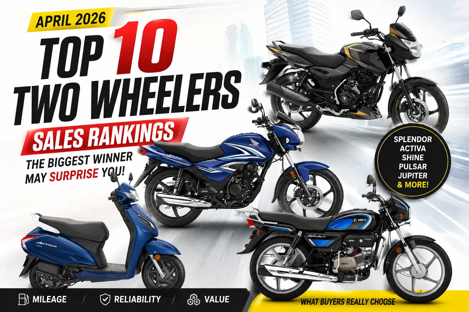 Top 10 Two Wheelers April 2026