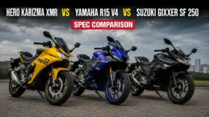 Hero Karizma XMR vs Yamaha R15 V4 vs Suzuki Gixxer SF 250 Spec Comparison