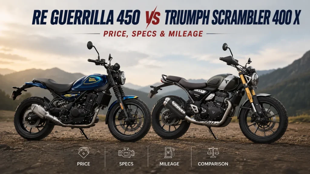 RE Guerrilla 450 vs Triumph Scrambler 400 X